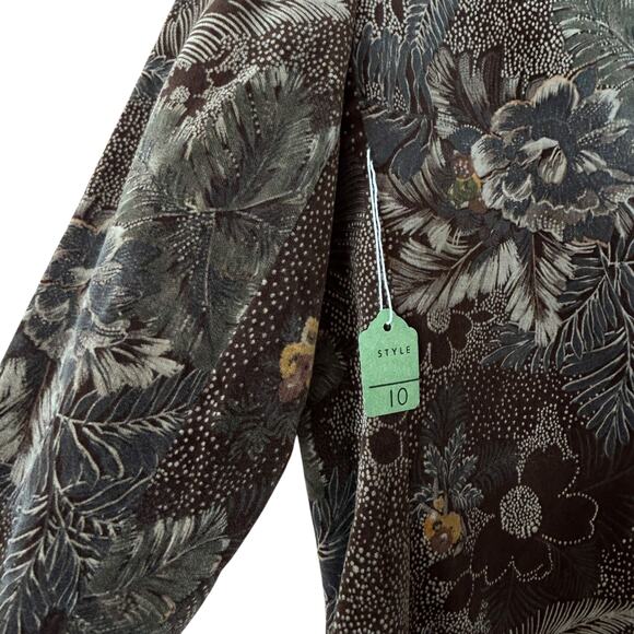 Vintage Chocolate Brown Velvet Floral Blazer Boho Whimsigoth Dark Academia - Picture 4 of 5